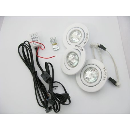 LANDLITE KIT-60-3, 3pcs MR16 20W 12V halogen lamp, rotateable design, white
