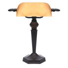 LANDLITE TL609 E27 Max 60W, desk lamp, table lamp, banker lamp, banker's Lamp - with amber colored glass shade