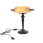 LANDLITE TL609 E27 Max 60W, desk lamp, table lamp, banker lamp, banker's Lamp - with amber colored glass shade