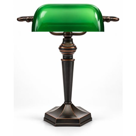 LANDLITE TL609 E27 Max 60W, desk lamp, table lamp, bank lamp, banker's Lamp - with  green glass shade