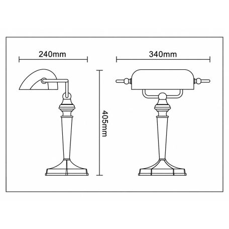 LANDLITE TL609 E27 Max 60W, desk lamp, table lamp, bank lamp, banker's Lamp - with  green glass shade
