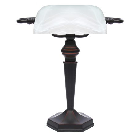 LANDLITE TL609 E27 Max 60W, desk lamp, table lamp, banker lamp, banker lamp, banker's Lamp - with frosted white glass shade