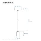LANDLITE PL-32, E27 Max 60W, 2m cable, color: black,   Pendant Light 