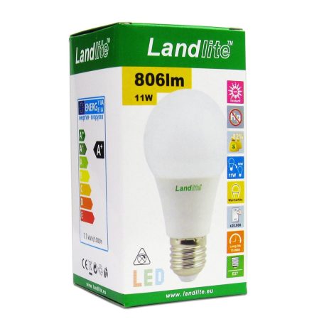 LANDLITE LED, E27, 8.5W, A60, 806lm, 4000K, körte formájú fényforrás (LED-A60-8.5W/SXW)
