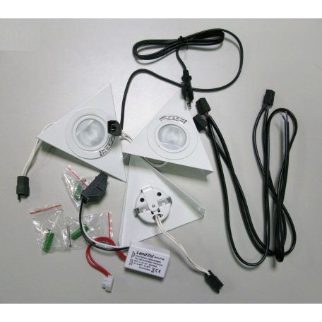 LANDLITE KIT-15-3, 3pcs JC-20W G4 12V, under cabinet light KIT, brass