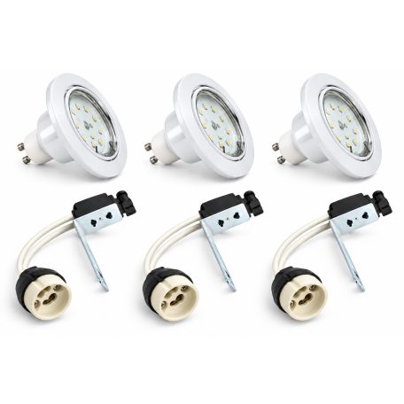 LANDLITE KIT-60-3, 3pcs 1,5W GU10 230V white LED lamp, rotateable design, downlight KIT (3 pcs LED KIT) white