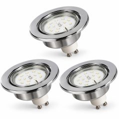   LANDLITE KIT-60-3, 3pcs 1,5W GU10 230V white LED lamp, rotateable design, downlight KIT (3 pcs LED KIT) chrom