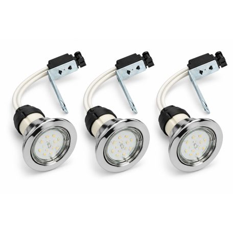 LANDLITE KIT-60-3, 3pcs 1,5W GU10 230V white LED lamp, rotateable design, downlight KIT (3 pcs LED KIT) chrom