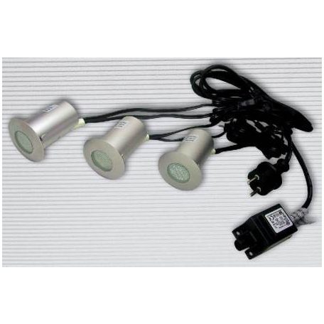 LANDLITE LED-GR91-3, 3x0,4W, 3pcs SET, transformer, metallic colors: gray, IP68, recessed LED ground lamp, co