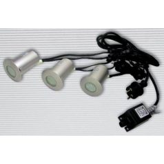   LANDLITE LED-GR91-3, 3x0,4W, 3pcs SET, transformer, metallic colors: gray, IP68, recessed LED ground lamp, bl