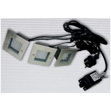 LANDLITE LED-GR92-3, 3x1,0W, 3pcs SET, transformer, metallic colors: matte chrome, IP68, recessed LED ground 