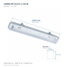 LANDLITE T8 tube, small size, CLF/S 1x36W T8, IP65, Waterproof lamp with electronic ballast