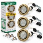 LANDLITE KIT-60-3, 3pcs 1,5W GU10 230V white LED lamp, rotateable design, downlight KIT (3 pcs LED KIT) antiq