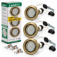   LANDLITE KIT-60-3, 3pcs 1,5W GU10 230V white LED lamp, rotateable design, downlight KIT (3 pcs LED KIT) antiq