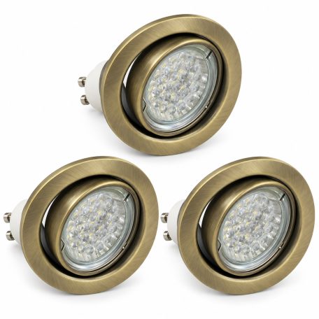 LANDLITE KIT-60-3, 3pcs 1,5W GU10 230V white LED lamp, rotateable design, downlight KIT (3 pcs LED KIT) antiq