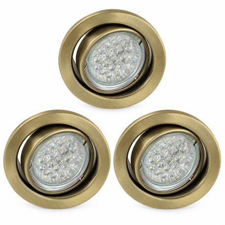 LANDLITE KIT-60-3, 3pcs 1,5W GU10 230V white LED lamp, rotateable design, downlight KIT (3 pcs LED KIT) antiq