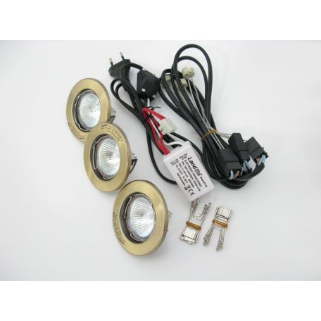 LANDLITE KIT-57-3, 3pcs MR16 20W 12V halogen lamp, fix design, downlight KIT (3 pcs halogen KIT), antique bro