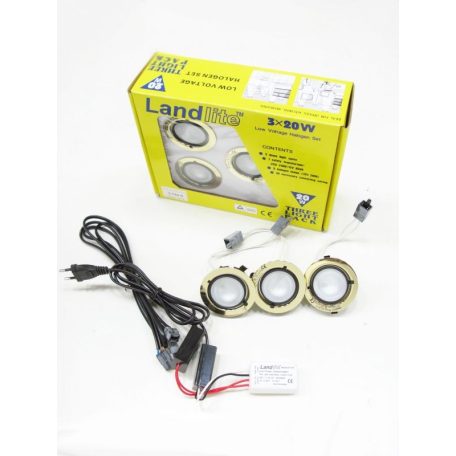 LANDLITE KIT-501-3 (KIT-06-3), 3pcs JC-20W 12V halogen lamp, fix design, downlight KIT (3 pcs halogen KIT),br