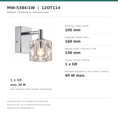LANDLITE MW-5384/1W modern fali lámpa 1xG9 40W 230V