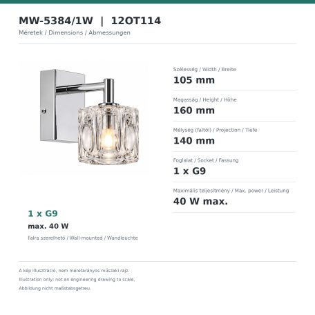 LANDLITE MW-5384/1W modern fali lámpa 1xG9 40W 230V