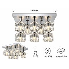 LANDLITE MW-5384/9C modern mennyezeti lámpa 9xG9 40W 230V