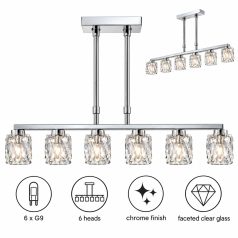   LANDLITE MW-5384/6HB modern függesztett lámpa 6xG9 40W 230V