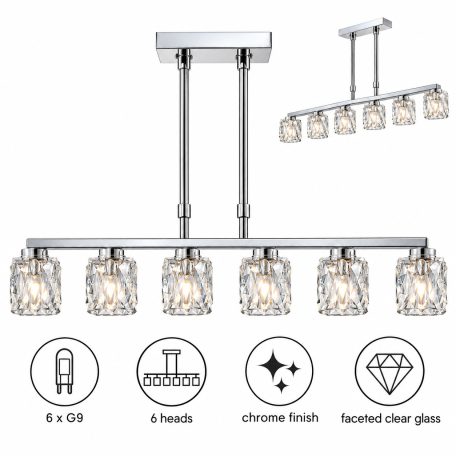 LANDLITE MW-5384/6HB modern függesztett lámpa 6xG9 40W 230V