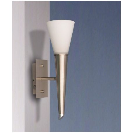 LANDLITE ONELLA modern wall lamp 1xE14 max 40W 230V (mat chrome / white glass)