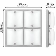   LANDLITE ARTUS 1174 modern fali / mennyezeti lámpa 4xG9 40W 230V (króm / matt-fehér üveg)