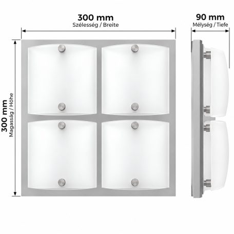 LANDLITE ARTUS 1174 modern fali / mennyezeti lámpa 4xG9 40W 230V (króm / matt-fehér üveg)