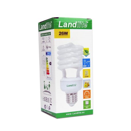 LANDLITE Energy saving, E27, 26W, 1550lm, 2700K, spiral lamp (ELH/M-26W)
