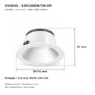 E30150DN-TW-DP, UVIDUS, 14W/20W, 3000K/4000K/6500K, UGR<24, IP20/IP64 IK06, 80°, white, with diffuser, flicker-free, D174*87mm (cutout D145-155mm), LED downlight
