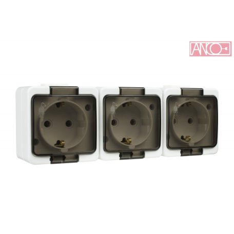 ANCO Junior tripple grounding socket, IP44