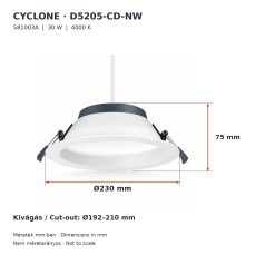 D5205-CD-NW,  LED Downlight (CYCLONE), 30W 4000K, 2820lm