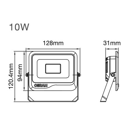 OSRAM LP FL 10W 840 SF BL (GL24100554255). 4000K. black. 1250lm. LED Floodlight
