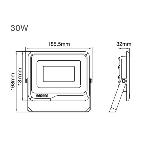 OSRAM LP FL 30W 830 SF BL (GL24100555355). 3000K. black. 3450lm. LED Floodlight