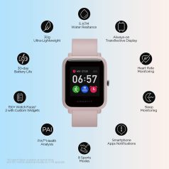   Amazfit Bip S Lite Pink A1823, Okosóra, Smartwatch, Zepp, Huami, Okos Óra, Smart Watch, Fitness, Fitnesz, Egészség, Sport