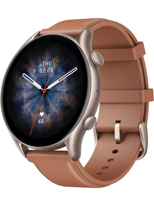 BONTOTT CSOMAGOLÁS  Amazfit GTR 3 Pro, Brown Leather (Barna), A2040, Okosóra, Smartwatch, Zepp, Huami, Okos Óra, Smart Watch, Fitness, Fitnesz, Egészség, Sport