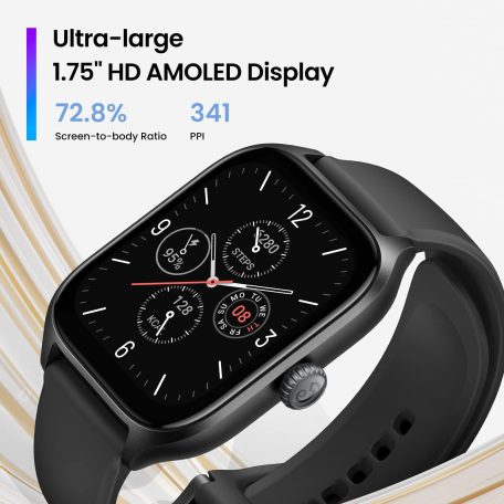 A2168 Infinite Black (fekete) -Amazfit GTS 4, A2168, Okosóra, Smartwatch, Zepp, Huami, Okos Óra, Smart Watch, Fitness, Fitnesz, Egészség, Sport
