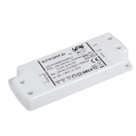 SLT15-24VF-2S, Constant Voltage LED Power Supply, 15W, 24V
